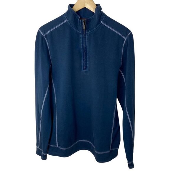 Tommy Bahama Tobago Bay Blue Half‎ Zip Sweatshirt Pullover Size Medium Sweater M - Picture 1 of 11